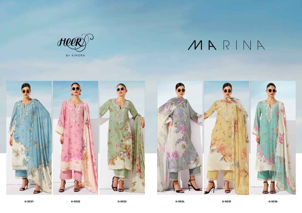 Marina By Kimora 0031 to 0036 Series Designer Festive Suits Collection Beautiful Stylish Fancy Colorful Party Wear & Occasional Wear Pure Muslin Dresses At Wholesale Price